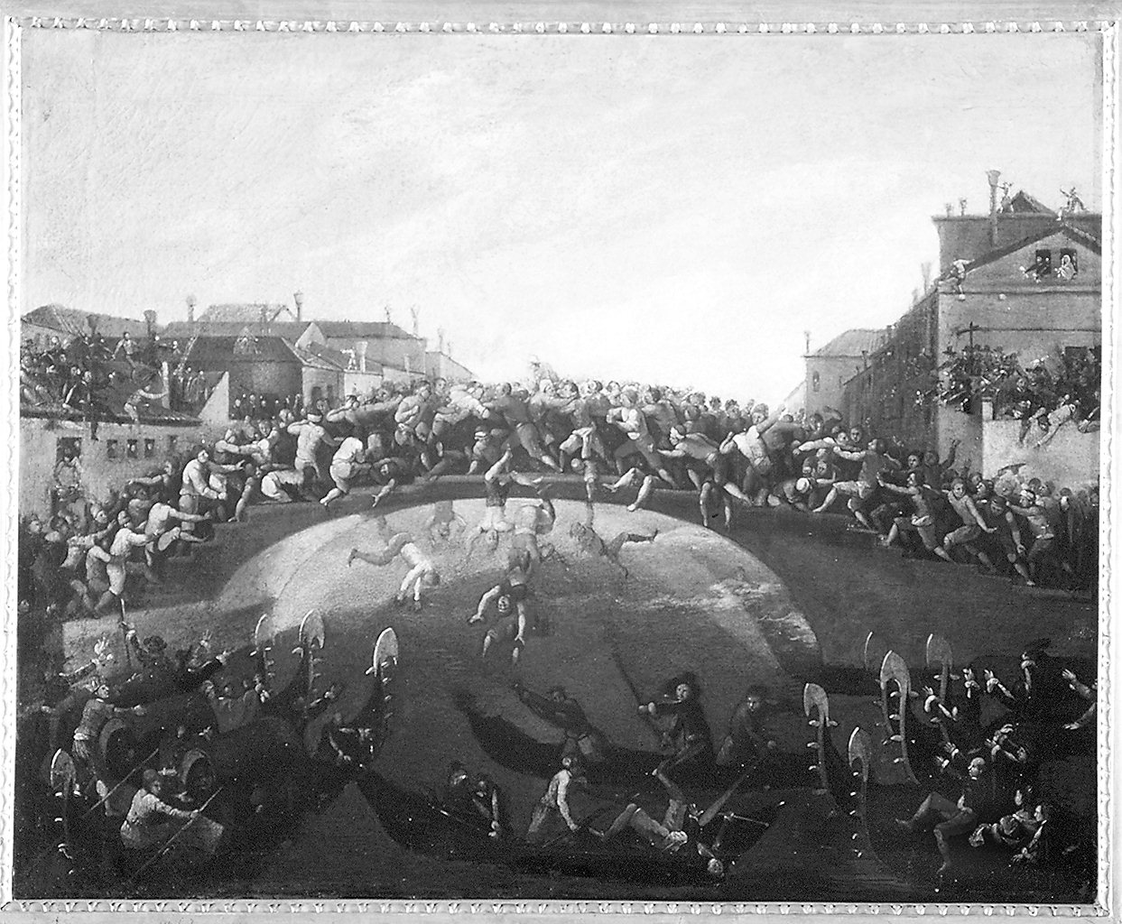 guerra dei pugni sul rio San Barnaba a Venezia (dipinto) di Heintz Joseph (sec. XVII)