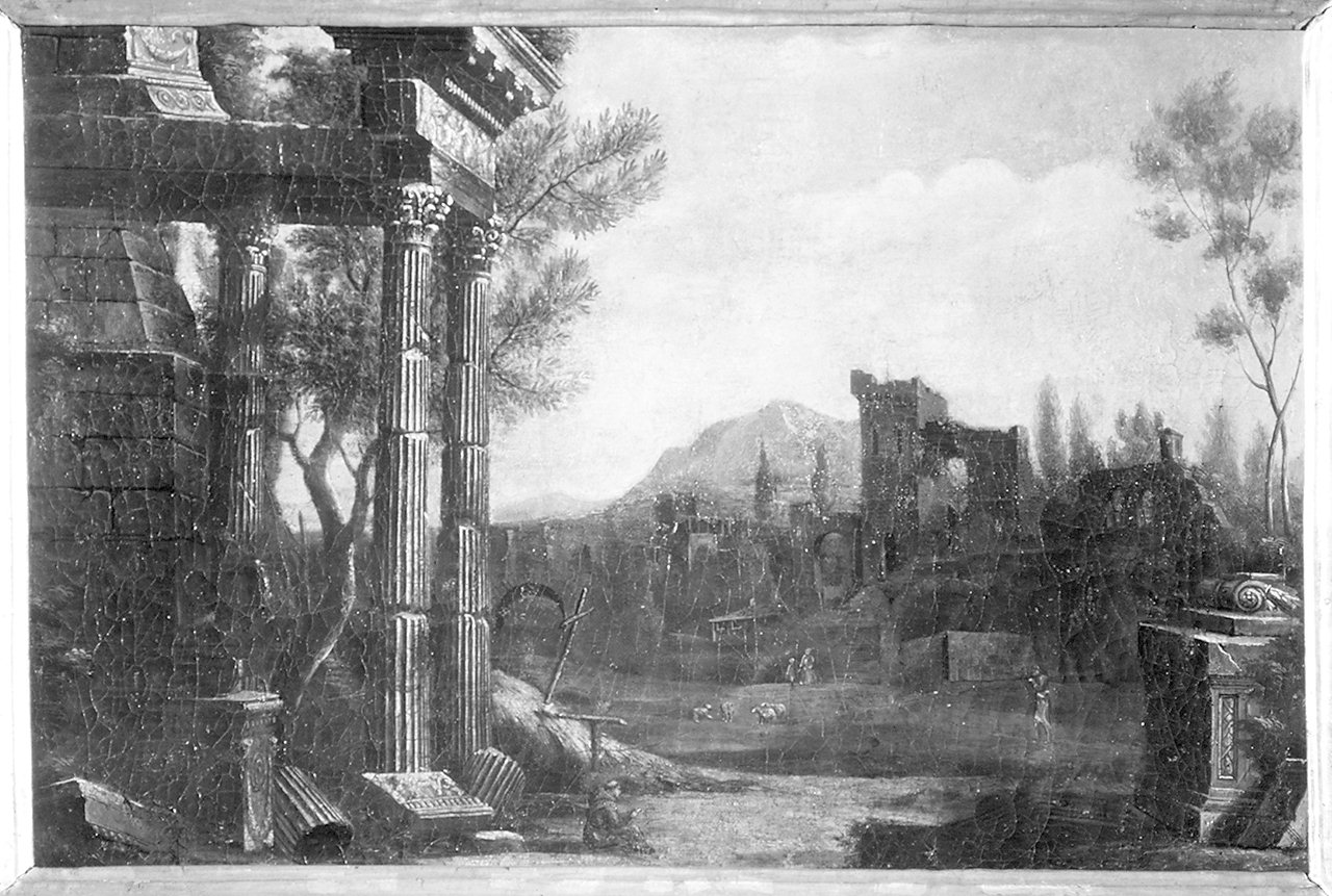 paesaggio con rovine (dipinto) di Ricci Marco (maniera) (sec. XVIII)