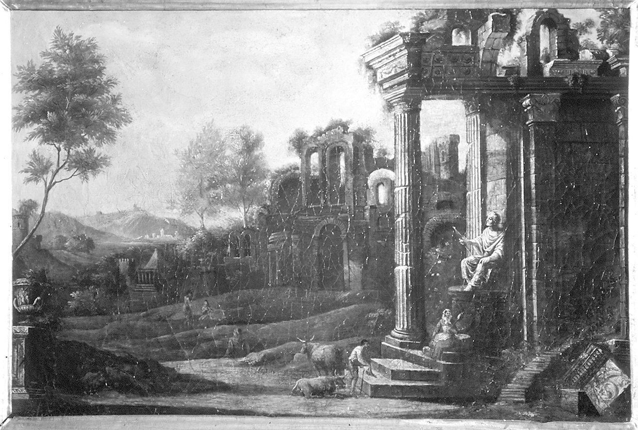 paesaggio con rovine (dipinto) di Ricci Marco (maniera) (sec. XVIII)