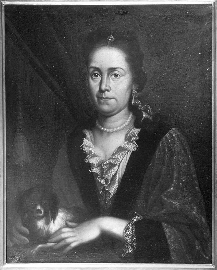 ritratto di donna con cane (dipinto) - ambito italiano (sec. XVIII)