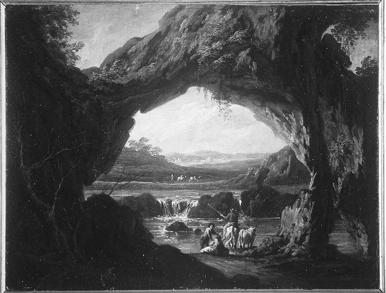 paesaggio fluviale (dipinto) - ambito romano (secc. XVII/ XVIII)