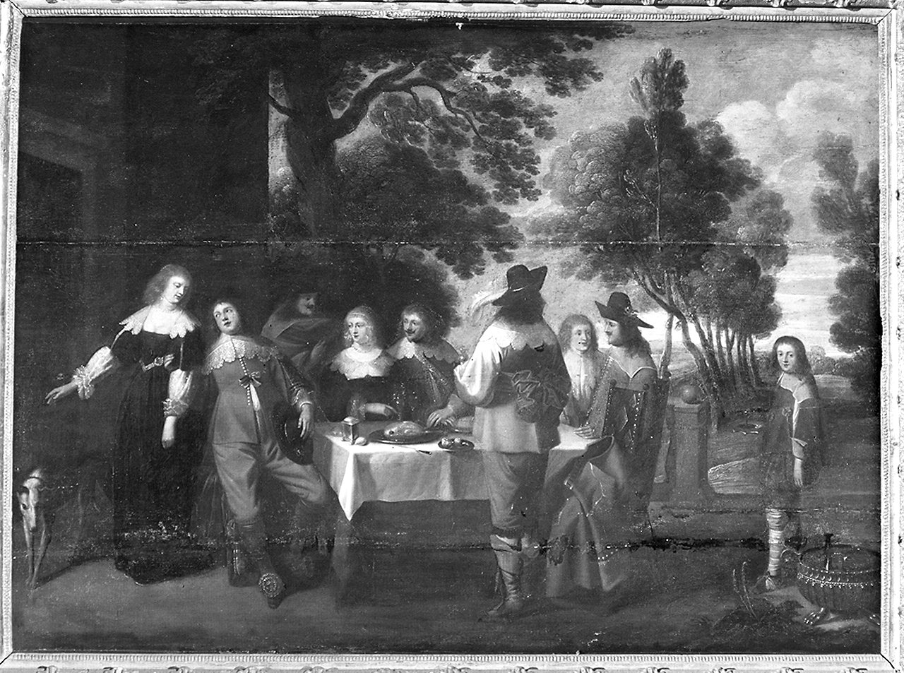 banchetto all'aperto (dipinto) - ambito olandese (sec. XVII)