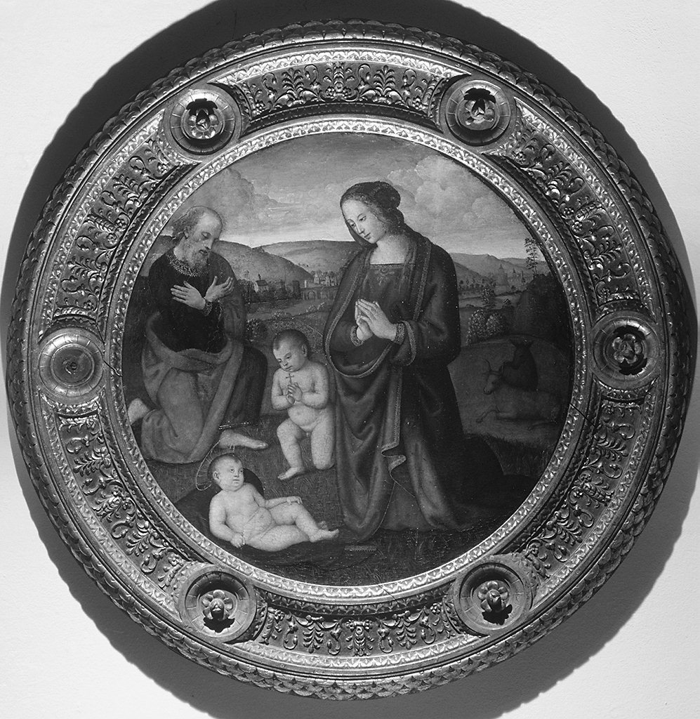 Sacra Famiglia con San Giovanni Battista bambino (dipinto) di Vannucci Pietro detto Perugino (scuola) (primo quarto sec. XVI)