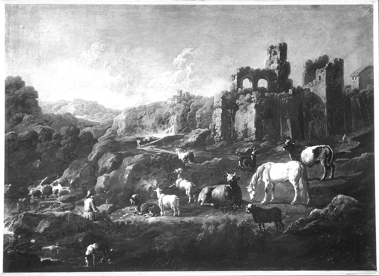 paesaggio con animali (dipinto) di Roos Johann Melchior (primo quarto sec. XVIII)