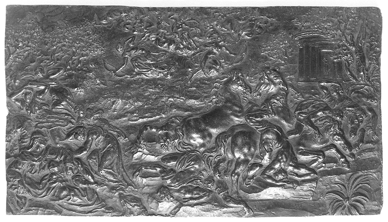 Apollo uccide i figli di Niobe (placchetta) - bottega Europa settentrionale (primo quarto sec. XVII)