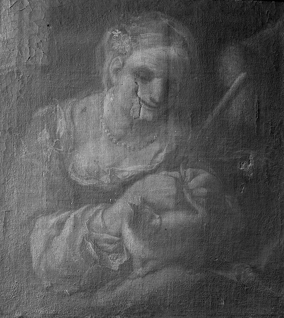 figura femminile con gatto (dipinto) - ambito fiorentino (prima metà sec. XVIII)