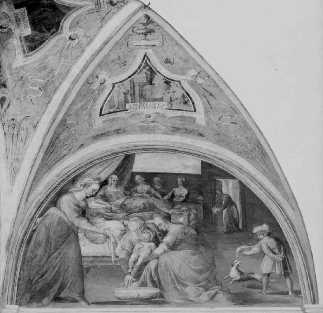 nascita di Maria Vergine (dipinto, elemento d'insieme) - ambito italiano, ambito italiano (ultimo quarto sec. XVI)