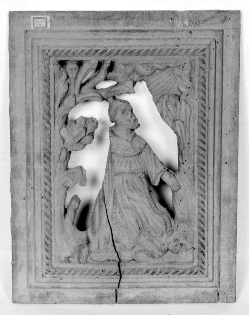 san Francesco d'Assisi riceve le stimmate (formella, elemento d'insieme) - bottega toscana (seconda metà sec. XIX)