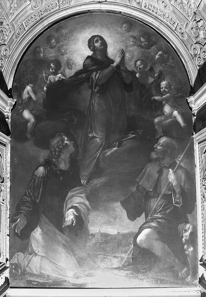 assunzione della Madonna con San Jacopo e San Rocco (dipinto) di Dandini Cesare (sec. XVII)