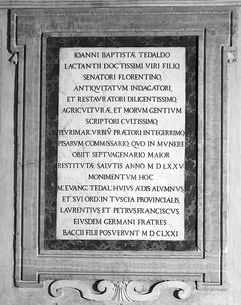 lapide commemorativa, serie - bottega toscana (sec. XVII)