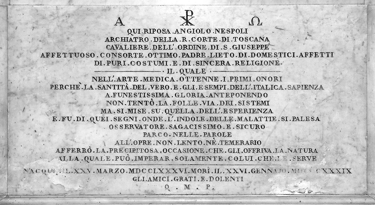 busto ritratto di Angiolo Nespoli (monumento funebre) di Bartolini Lorenzo (sec. XIX)