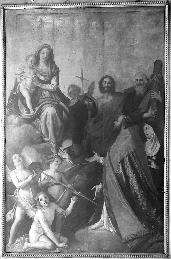 San Nicola di Bari e Santa Monaca in adorazione della Madonna con Bambino e Santi (dipinto) di Chimenti Jacopo detto Empoli (prima metà sec. XVII)