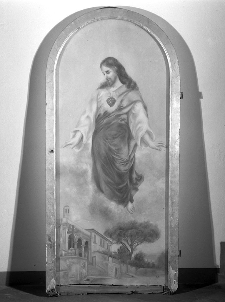 Sacro Cuore di Gesù e veduta della chiesa di S. Croce al Pino a Firenze (dipinto) - ambito toscano (prima metà sec. XX)