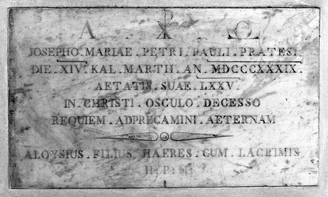 lapide tombale - bottega toscana (sec. XIX)