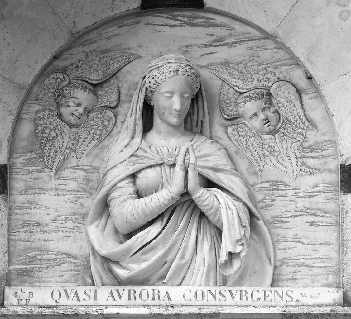 MADONNA ORANTE TRA DUE CHERUBINI (rilievo) di Consani Vincenzo (sec. XIX)