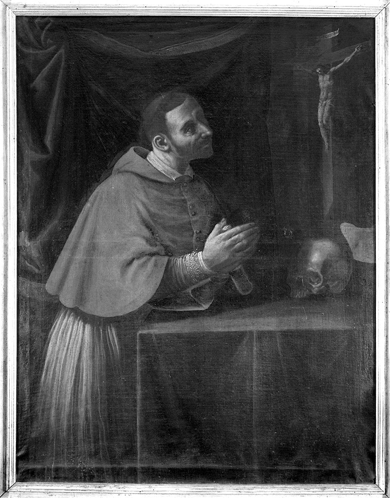 san Carlo Borromeo in adorazione della croce (dipinto) - ambito lucchese (seconda metà sec. XVII)