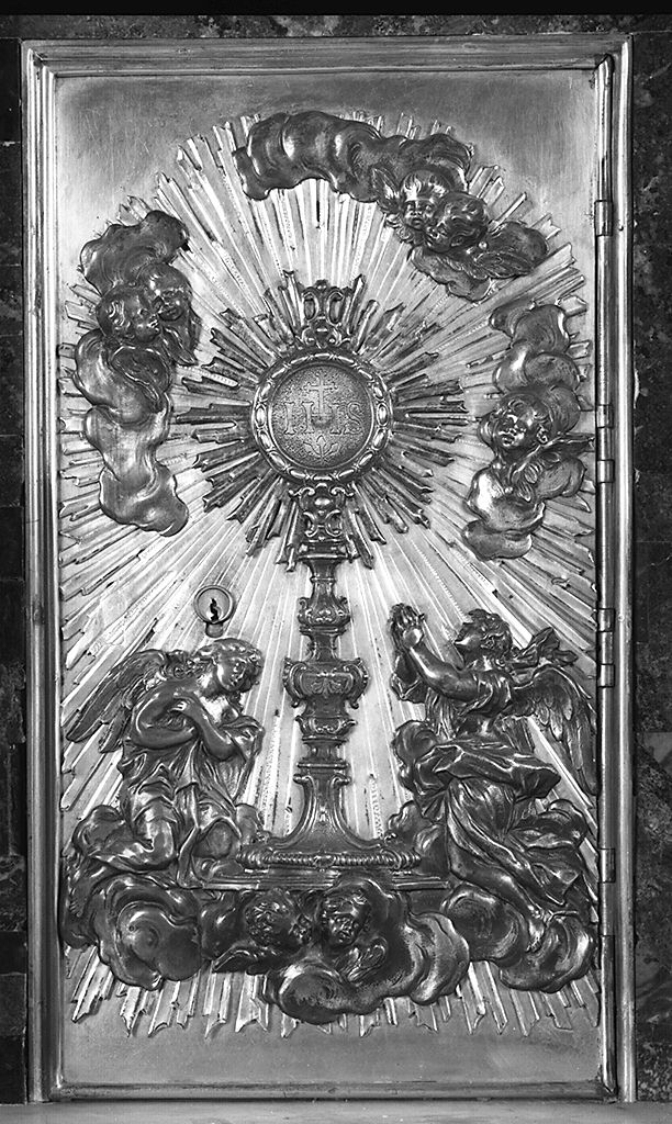 adorazione dell'Eucaristia (sportello di tabernacolo) - bottega lucchese (metà sec. XVIII)