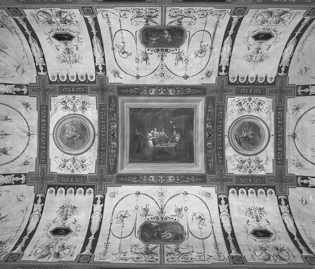 episodi dei Promessi Sposi (soffitto dipinto) - ambito toscano (sec. XIX)