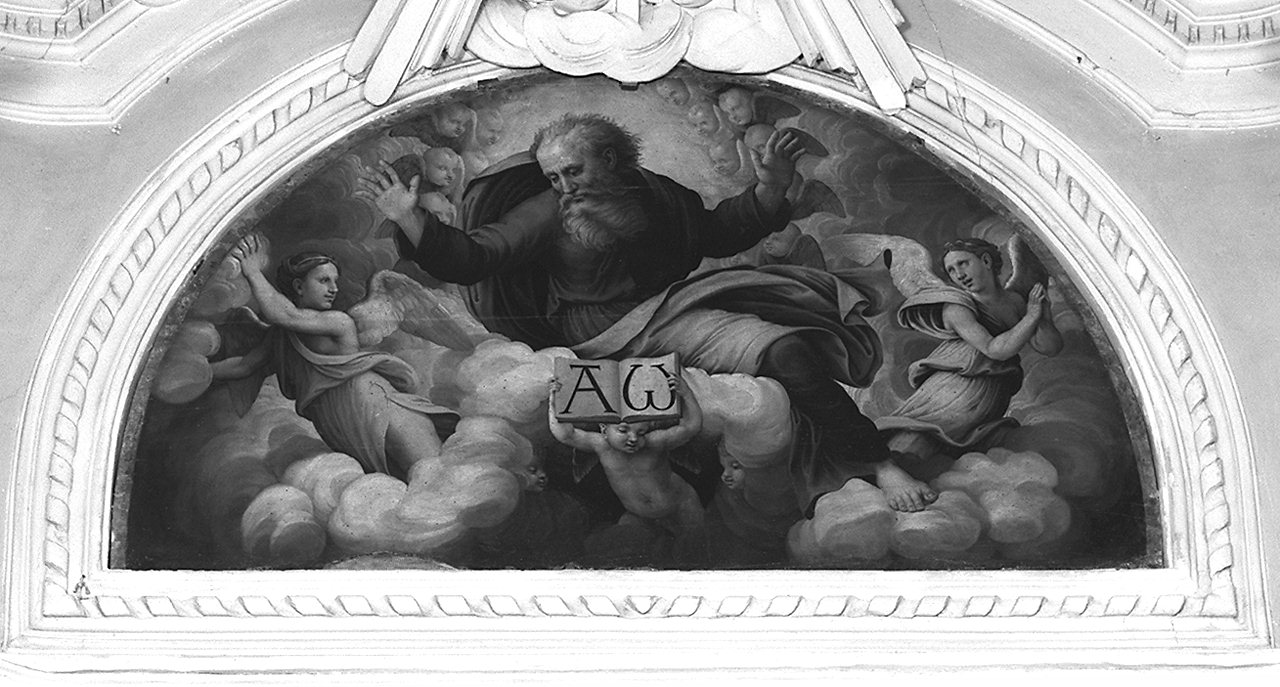 Dio Padre benedicente tra angeli, Dio Padre benedicente (dipinto) - bottega italiana (sec. XVI)