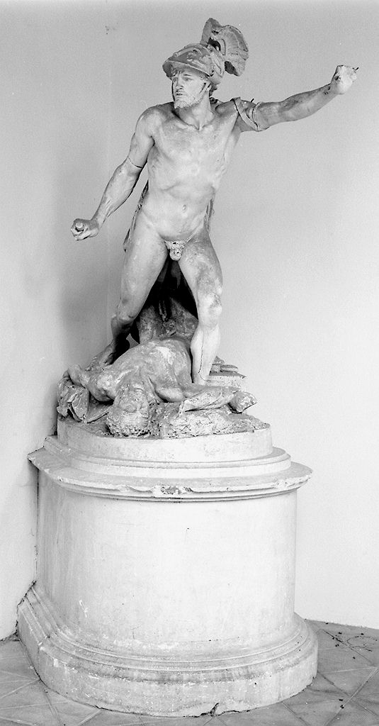 guerriero nudo trionfante sul nemico, guerriero (gruppo scultoreo) - bottega italiana (seconda metà sec. XIX)