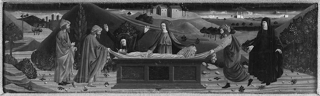 deposizione di Cristo nel sepolcro (scomparto di predella) - ambito aretino, ambito italiano (sec. XV)