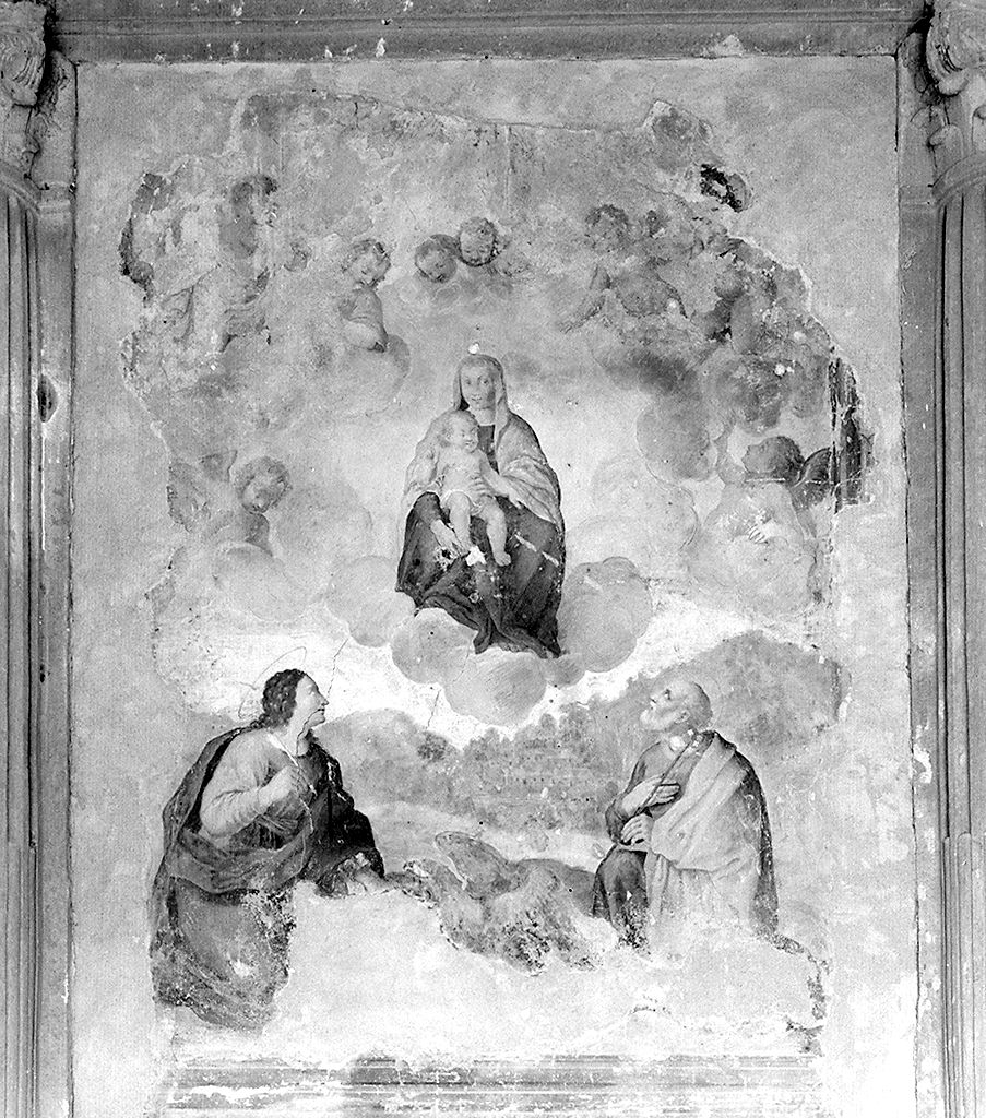 Madonna con Bambino in gloria fra San Giovanni evangelista e San Giuseppe, Madonna con Bambino in gloria (dipinto) - ambito toscano (ultimo quarto sec. XVI)