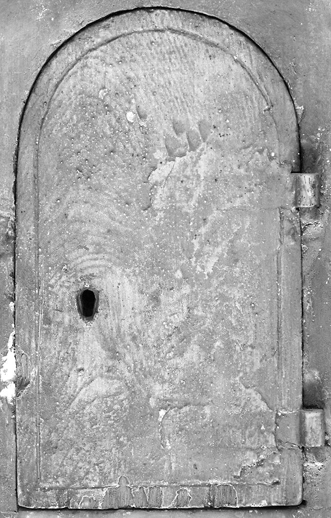 anta di armadietto per oli santi - produzione toscana (sec. XIX)