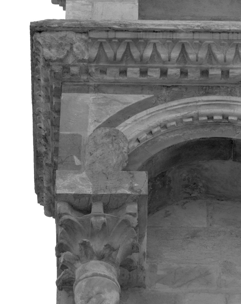 protome umana (rilievo, frammento) di Giovanni Pisano (bottega) (fine/inizio secc. XIII/ XIV)