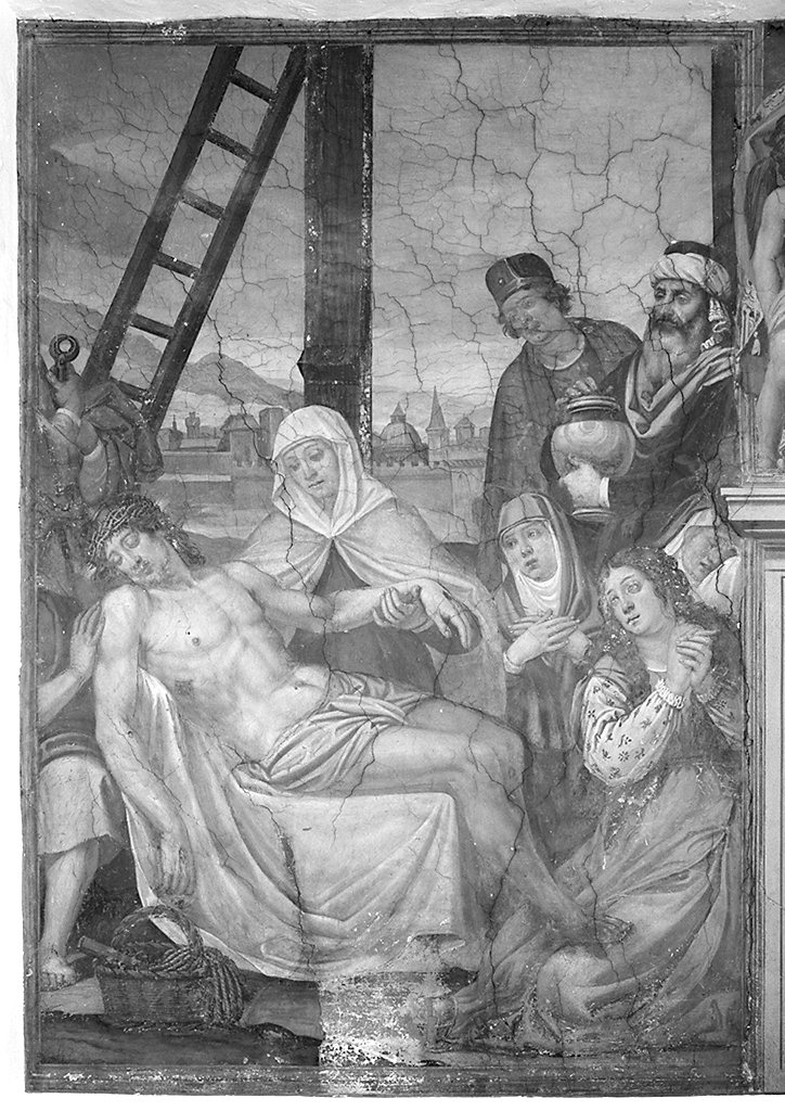 deposizione di Cristo, Sant'Agostino tra due angeli e Veronica deterge il sudore di Cristo (dipinto) - ambito fiorentino (primo quarto sec. XVII)