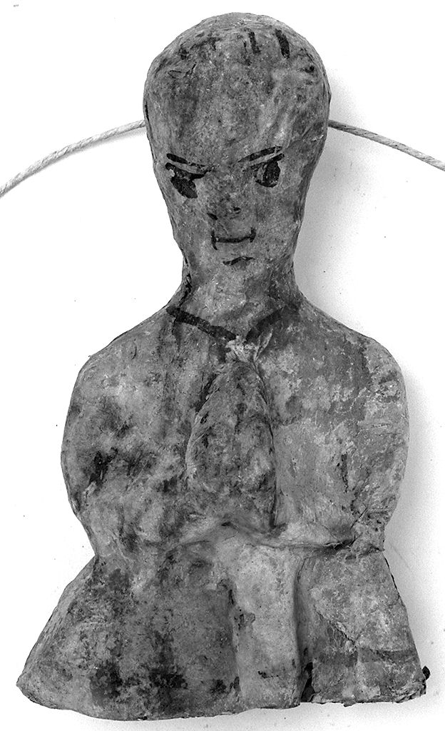 figura maschile orante (ex voto antropomorfo) - valdelsano (secc. XVI/ XVIII)