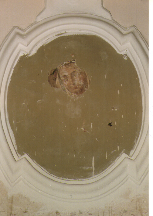 testa femminile con velo monastico (dipinto murale, frammento)
