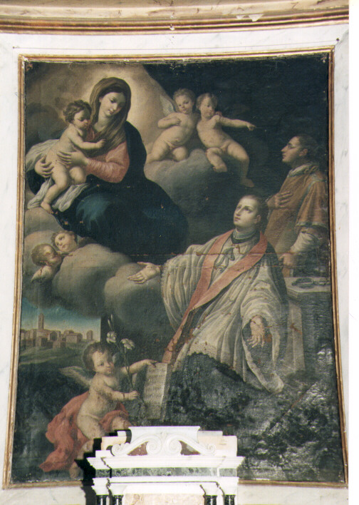 Vergine Assunta con San Marcellino e San Pietro (dipinto) - ambito Italia centrale (sec. XVIII)