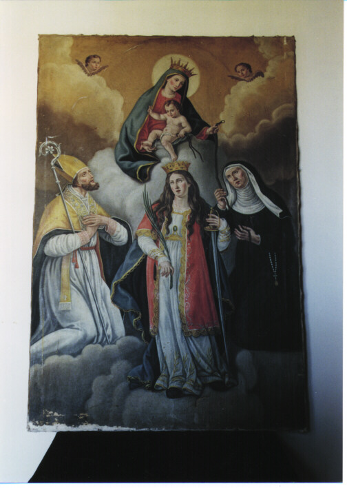 MADONNA DELLA CINTOLA, MADONNA CON BAMBINO E SANTI (DIPINTO) - AMBITO LOCALE (SECC. XVII/ XVIII)