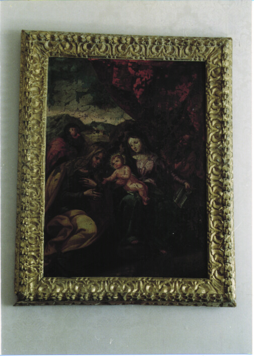 MADONNA CON BAMBINO, SAN GIUSEPPE, SANT'ANNA E SAN GIOACCHINO (DIPINTO) - AMBITO MERIDIONALE (SEC. XVII)