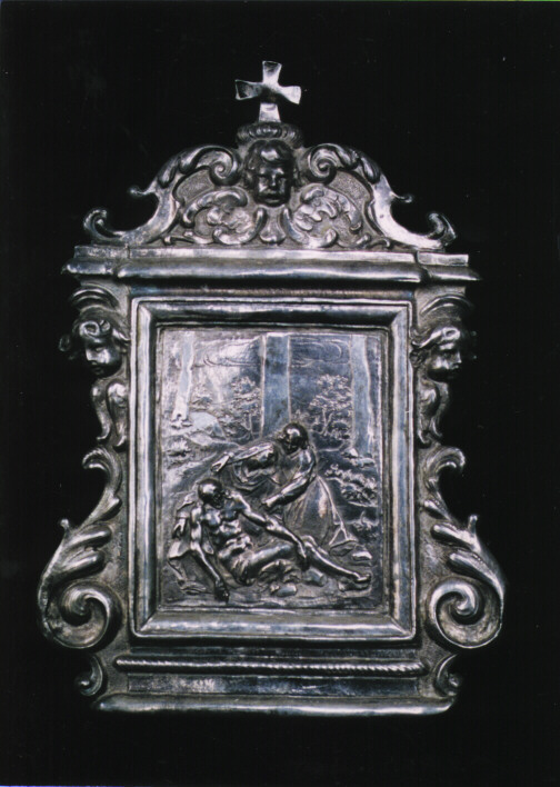 DEPOSIZIONE DI CRISTO DALLA CROCE, CRISTO DEPOSTO CON LA MADONNA E SAN GIOVANNI EVANGELISTA V. COMPIANTO SUL.. (PACE - A TAVOLETTA) - AMBITO MERIDIONALE (Prima metà SEC. XIX)