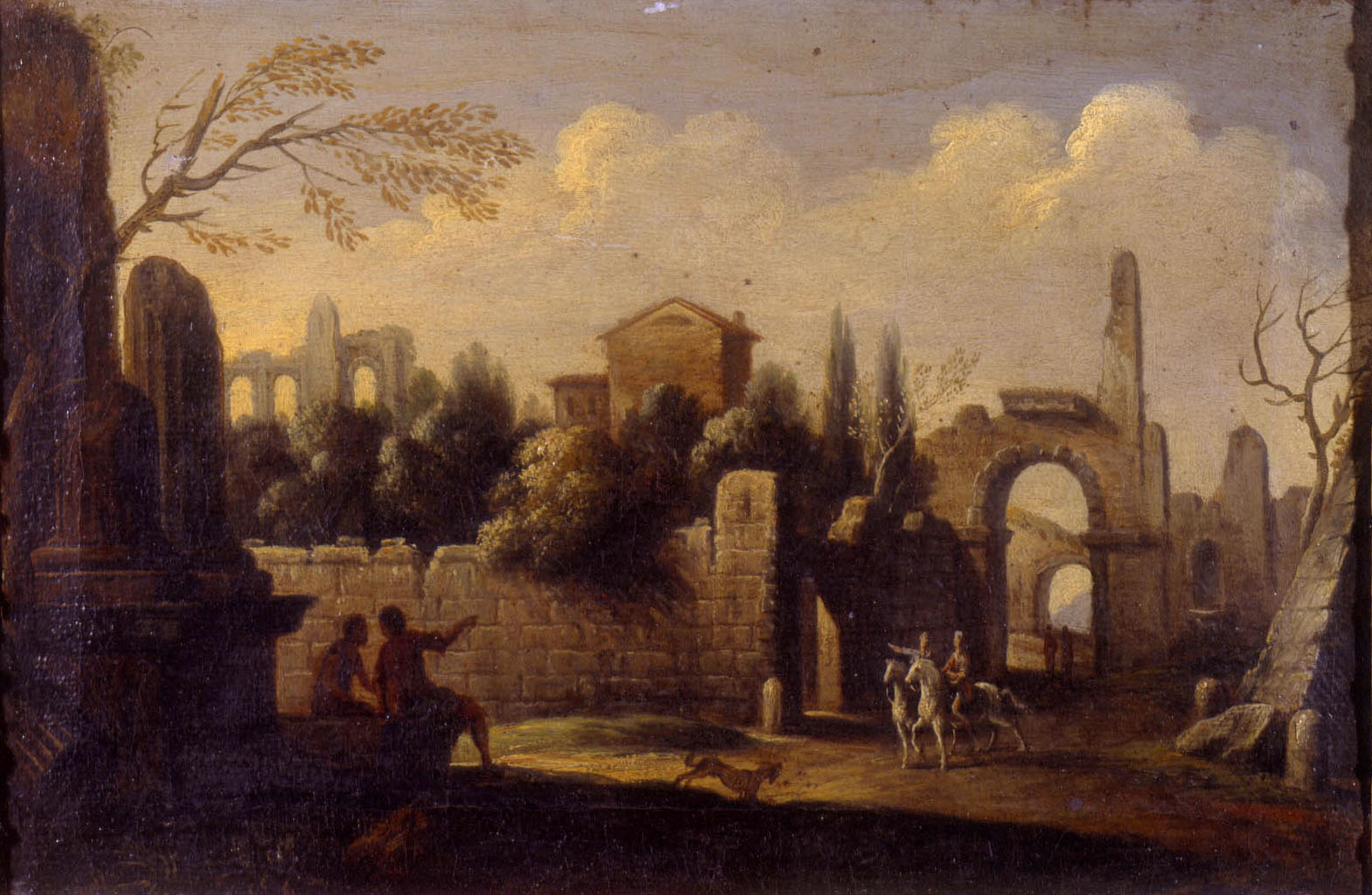 paesaggio con rovine (dipinto) - ambito romano (secc. XVII)