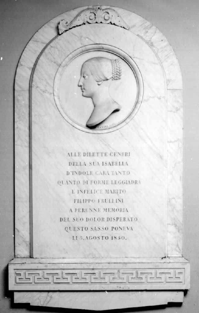 ritratto di profilo di Isabella Frullini (stele funeraria) di Cartei Luigi (sec. XIX)
