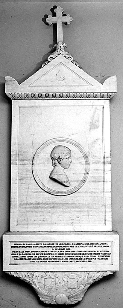 ritratto di profilo di Carlo Alberto Salvatore di Villamarina (stele funeraria) - ambito toscano (sec. XIX)