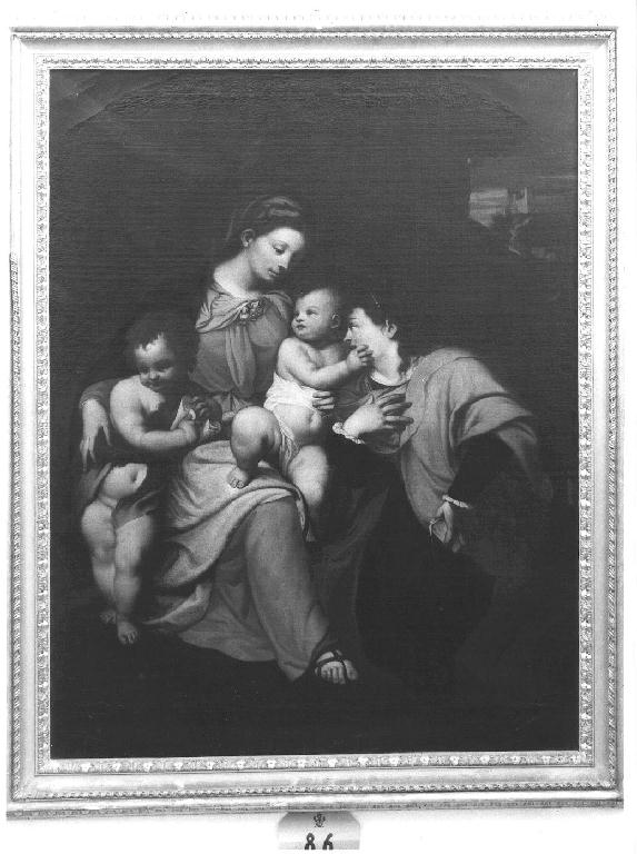 Madonna con Bambino e San Giovannino (dipinto, opera isolata) di Piola Pellegro (sec. XVII)