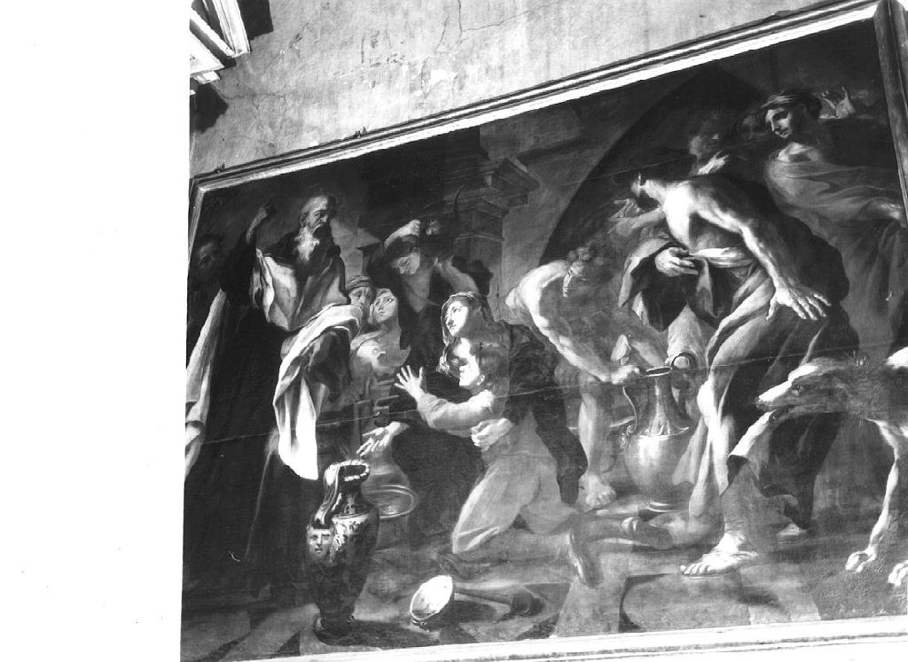 Eliseo moltiplica l'olio della vedova (dipinto, opera isolata) di Carlone Giovanni Andrea (attribuito) (seconda metà sec. XVII)