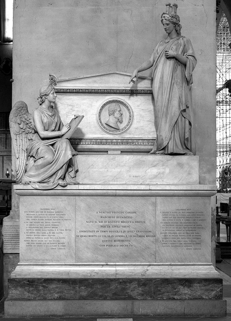 Italia detta il nome del defunto all'angelo della fama e ritratto di NeriCorsini (monumento funebre) di Fantacchiotti Odoardo (sec. XIX)