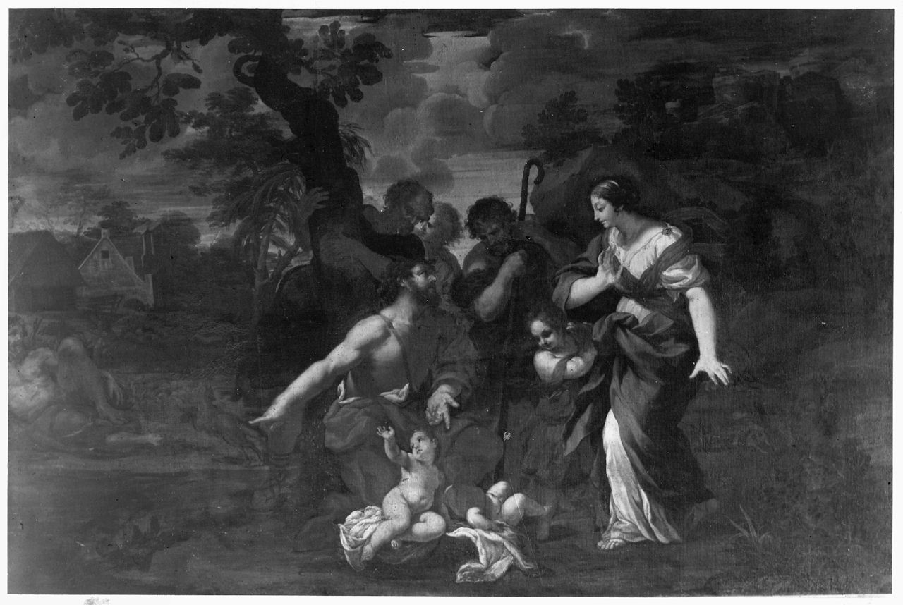 Mosè salvato dalle acque (dipinto) - ambito romano (ultimo quarto sec. XVII)