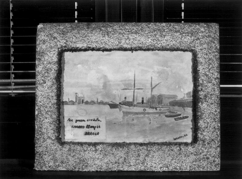 marina con pescatori e barche (ex voto) - bottega ligure (metà sec. XX)