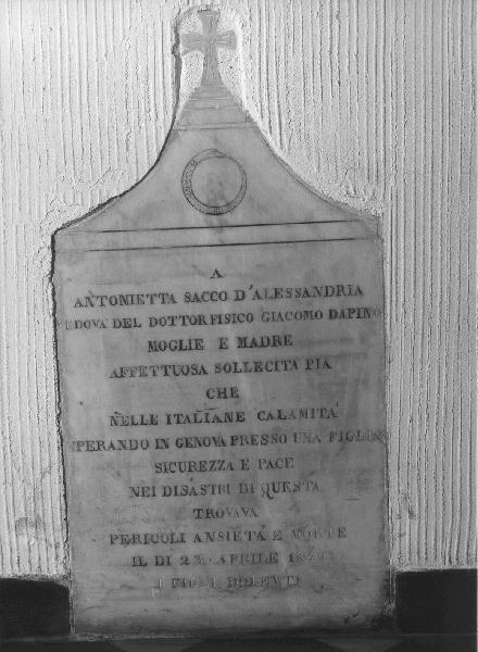 lapide - bottega genovese (metà sec. XIX)