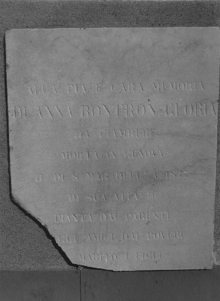 lapide - bottega genovese (secondo quarto sec. XIX)