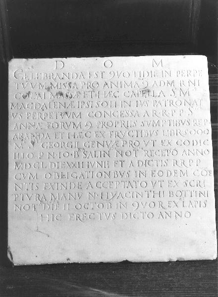 lapide - bottega genovese (metà sec. XVII)