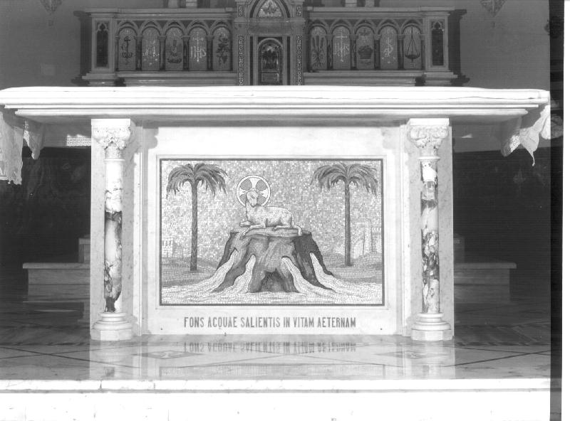 Agnus Dei (mensa d'altare) - bottega ligure (secondo quarto, seconda metà sec. XX, sec. XX)