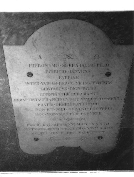 lapide - bottega ligure (secondo quarto sec. XIX)