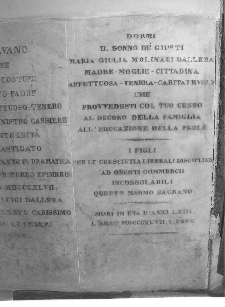 lapide - bottega ligure (secondo quarto sec. XIX)