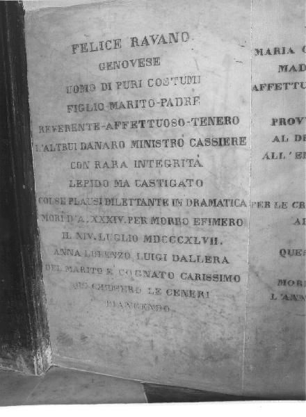 lapide - bottega ligure (secondo quarto sec. XIX)